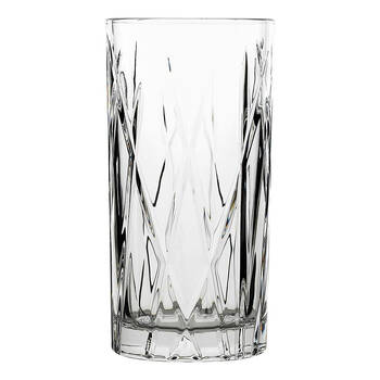 6pc Porto Riley Soda Lime Glass Hi Ball Tumblers Set 350ml Clear