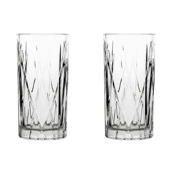 2x 6pc Porto Riley Soda Lime Glass Hi Ball Tumblers Set 350ml Clear