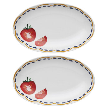 2PK Porto Cucina 32cm Porcelain Oval Serving Platter - Tomato