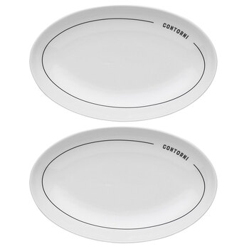 2PK Porto Osteria Porcelain 32cm Oval Platter Serving Dish - Nero