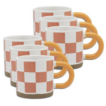 6PK Porto Modelli Stoneware 330ml Coffee Mug w/ Handle - Checkers