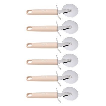 6PK Porto Zest Stainless Steel/Plastic 21cm Pizza Cutter Kitchen Utensil