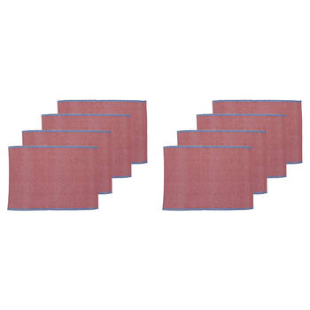 2x 4pc Porto Lola Polycotton Ribbed Placemats Set 33x45cm Fuchsia