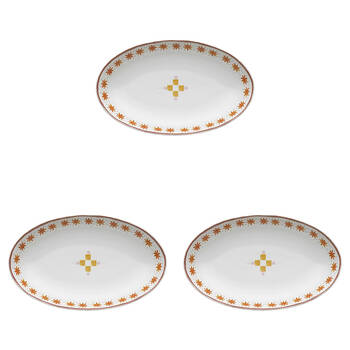 3PK Porto Fiesta Porcelain Oval Serve Plate Mosaic 32cm