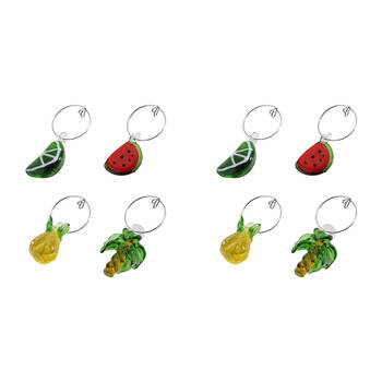 2x 4pc Porto Fiesta Wine Charm Glass Cocktail Drink Marker