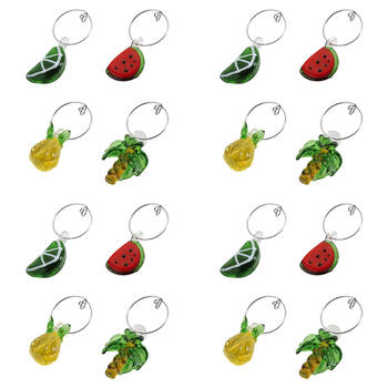 4x 4pc Porto Fiesta Wine Charm Glass Cocktail Drink Marker