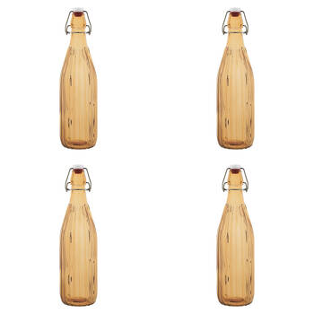 4PK Porto Pop Soda Lime Glass Bottle 30.5cm/900ml - Groove Tangerine