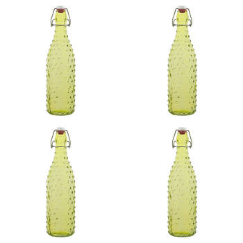 4PK Porto Pop Soda Lime Glass Bottle 30.5cm/900ml - Dot Lime