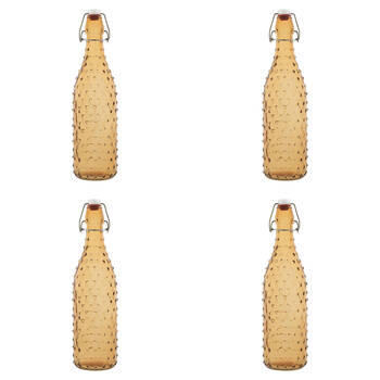 4PK Porto Pop Soda Lime Glass Bottle 30.5cm/900ml - Dot Tangerine