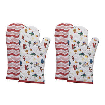 2x 2pc Porto Night Before 100% Cotton Oven Mitts Set 45x70cm