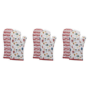 3x 2pc Porto Night Before 100% Cotton Oven Mitts Set 45x70cm
