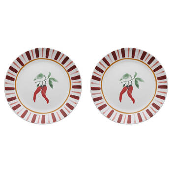 2PK Porto Cucina Porcelain Round Serving Platter 30cm Chilli