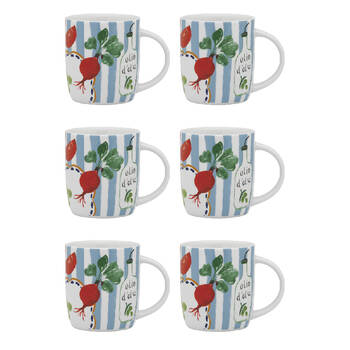 6PK Porto Cucina Porcelain Travel Drinking Mug 12cm/300ml - Fiesta