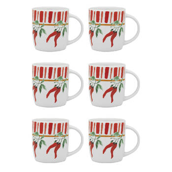 6PK Porto Cucina Porcelain Travel Drinking Mug 12cm/300ml - Chilli