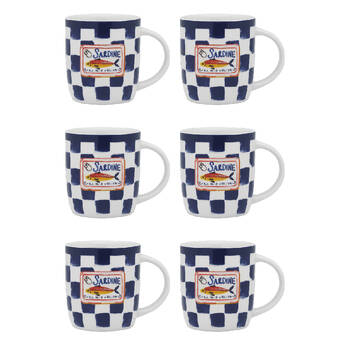 6PK Porto Cucina Porcelain Travel Drinking Mug 12cm/300ml - Sardine
