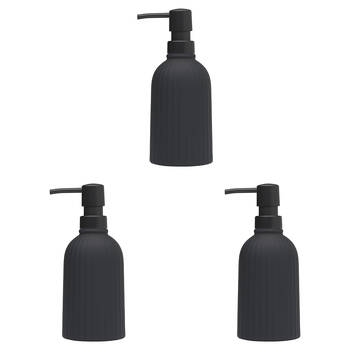 3PK Porto Soho Ceramic Hand Soap Dispenser Container 19cm - Black