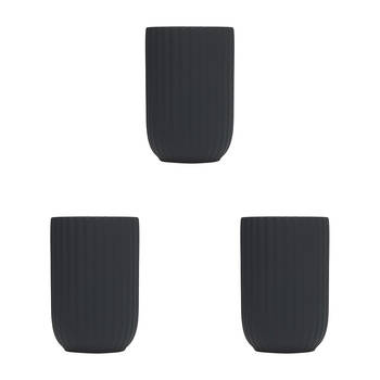 3PK Porto Soho Ceramic Tumbler Cup Bath Organiser 12x8cm - Black