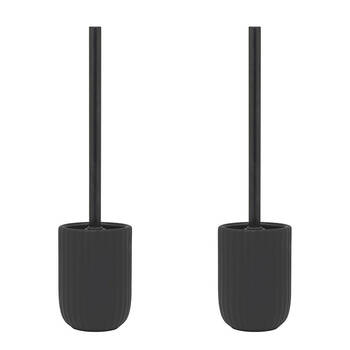2PK Porto Soho Ceramic Toilet Brush w/ Holder 39.5cm - Black