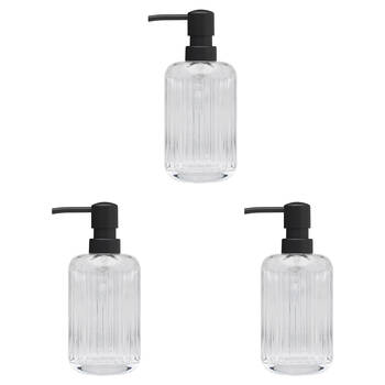 3PK Porto Ellis Glass Hand Soap Dispenser Container 18cm - Clear