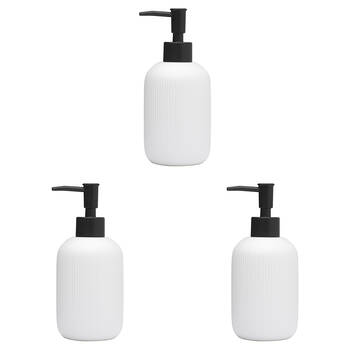 3PK Porto York Ceramic Soap Dispenser Container 18cm - White