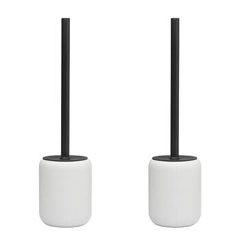 2PK Porto York Ceramic Toilet Brush w/ Holder 40cm - White