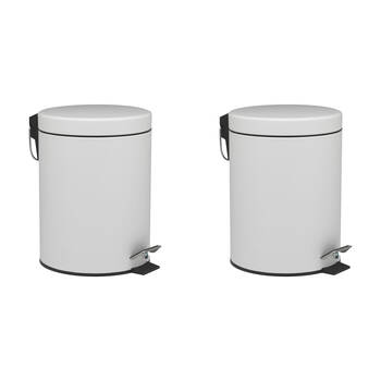 2PK Porto Utility 5L Soft Closing Tin Pedal Trash Bin White