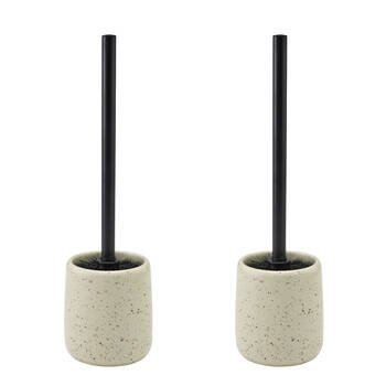 2PK Porto Reactive Glaze Stoneware Perry Bathroom Toilet Brush Holder Oat