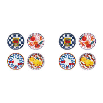 8pc Porto Valentina Porcelain Side Plates 20cm Assorted
