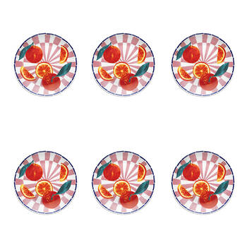6PK Porto Valentina Porcelain Round Side Plate Tangerine 20cm