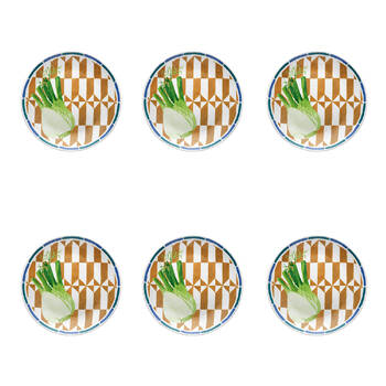 6PK Porto Valentina Porcelain Round Side Plate Fennel 20cm