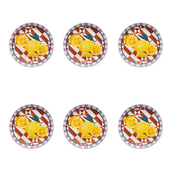 6PK Porto Valentina Porcelain Round Side Plate Lemon 20cm