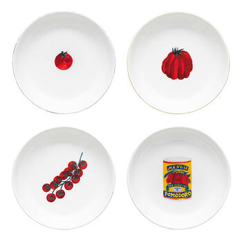 4pc Porto Valentina Porcelain Pasta Bowls 21.5cm Assorted