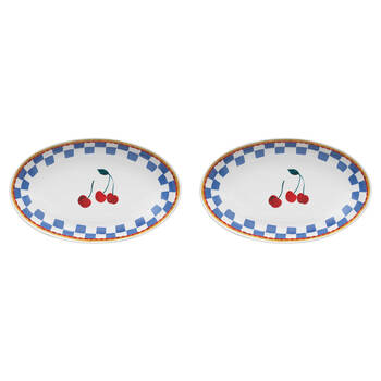 2PK Porto Valentina Porcelain Oval Serving Platter 32cm Cherry