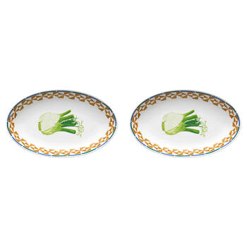 2PK Porto Valentina Porcelain Oval Serving Platter 32cm Fennel