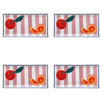 4PK Porto Valentina Porcelain Rectangle Serving Platter 29.5cm Tangerine
