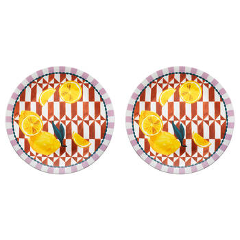 2PK Porto Valentina Porcelain Round Serving Platter 30cm Lemon
