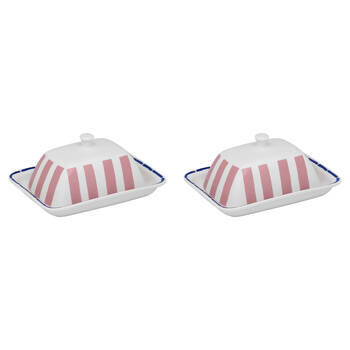 2PK Porto Valentina Porcelain Butter Dish Storage Container 15x10cm
