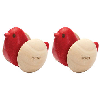 2PK PlanToys Wooden Bird Roller Kids Push/Pull Toy 6m+
