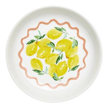 Porto Porcelain Limone Round Serving Bowl 30cm Multi-Coloured Lemons
