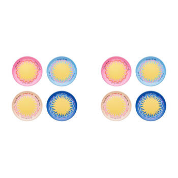 2x 4pc Porto Sole Outdoor Entertaining Side Plates Blush, Sea, Indigo, Pink