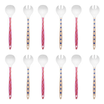 6x 2pc Porto Sole Outdoor Entertaining Salad Servers 29cm Multi-Coloured