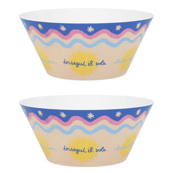 2PK Porto Sole Outdoor Entertaining Round Serving Bowl 25.7cm Multi-Coloured
