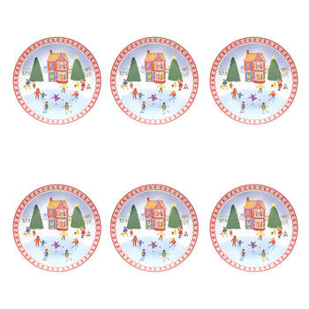 6PK Porto Porcelain Night Before Dinner Plate 20cm Ice Skating