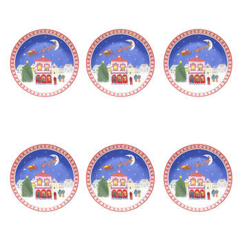 6PK Porto Porcelain Night Before Dinner Plate 20cm Santa Sleigh