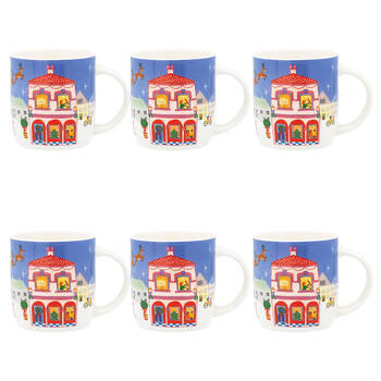 6PK Porto Night Before Christmas New Bone China Drinking Mug 330ml Santa Sleigh