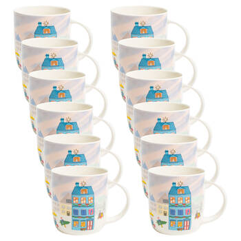 12PK Porto Night Before Christmas New Bone China Drinking Mug 330ml Village