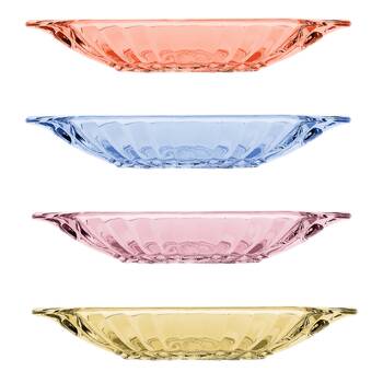 4pc Porto Soda Lime Glass Banana Split Dishes 150ml Citron, Ruby, Sky, Rose