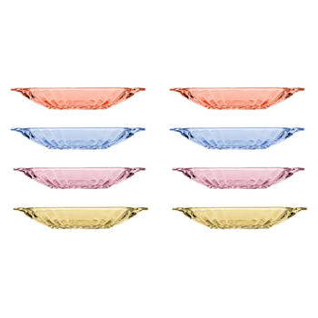 2x 4pc Porto Soda Lime Glass Banana Split Dishes 150ml Citron, Ruby, Sky, Rose