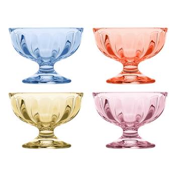4pc Porto Soda Lime Glass Dessert Icecream Cups 130ml Citron, Ruby, Sky, Rose
