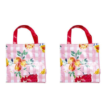 2PK Porto 100% Cotton Positano Tote Carry Bag Small 25 x 10cm Multi-Coloured